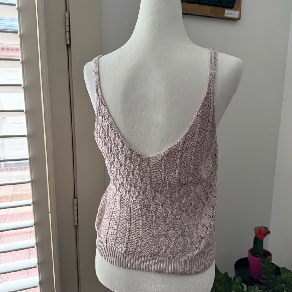 Pink Cropped Ribbed Tank Top - Picture 2 of 5